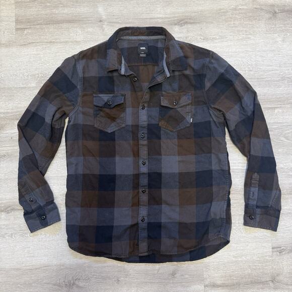 Vans Brown/Gray Plaid Heavy Weight Work Shirt Mens Large Classic Fit - Picture 1 of 6